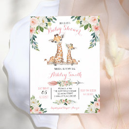 Invitación Pink Safari Giraffe Girl Baby Shower