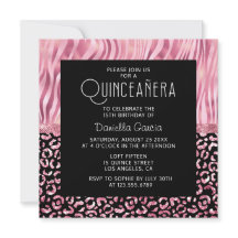 Pink Safari Tiger Leopardo Shimmer Quinceañera