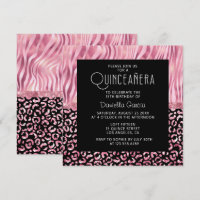 Pink Safari Tiger Leopardo Shimmer Quinceañera