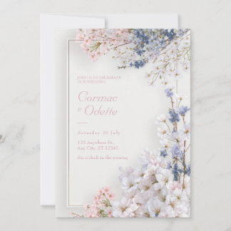 Invitación Pink Sakura Romantic Minimalist Frame Wedding