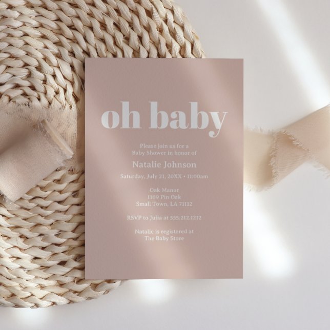 Invitación Pink Sandstone Typography Oh Baby Shower (Subido por el creador)