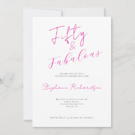 Invitación Pink Script Fifty and Fabulous 50th Birthday Party