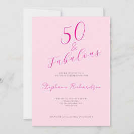 Invitación Pink Script Fifty and Fabulous 50th Birthday Party