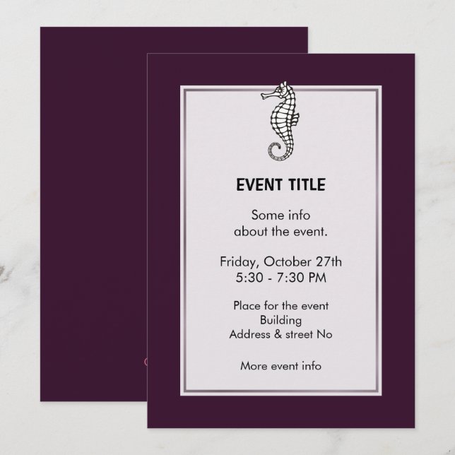 Invitación Pink Seahorse (Anverso / Reverso)