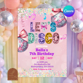 Invitación Pink Sequin Glitter Let's Disco Birthday