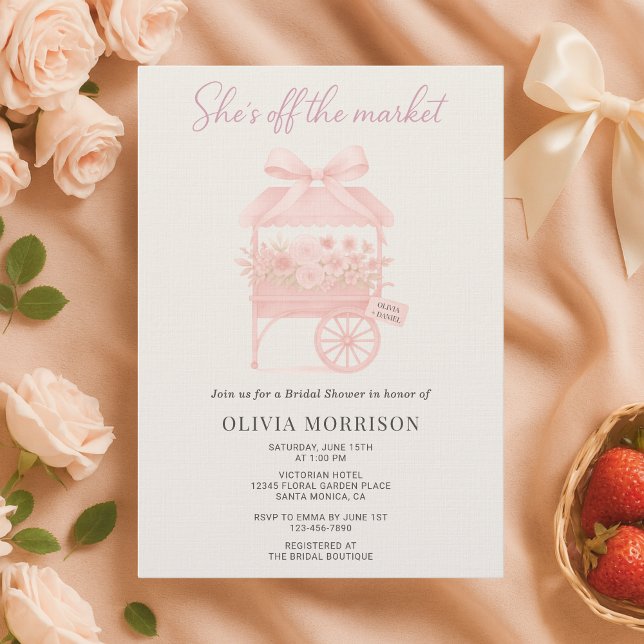 Invitación Pink She's Off the Market Flower Bridal Shower (Subido por el creador)