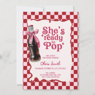 Invitación Pink She's Ready to Pop Soda Baby Shower 