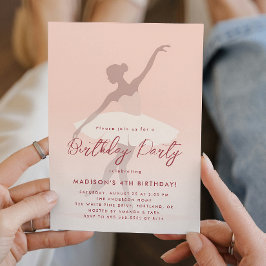 Invitación Pink Silhouette Ballerina Birthday Party