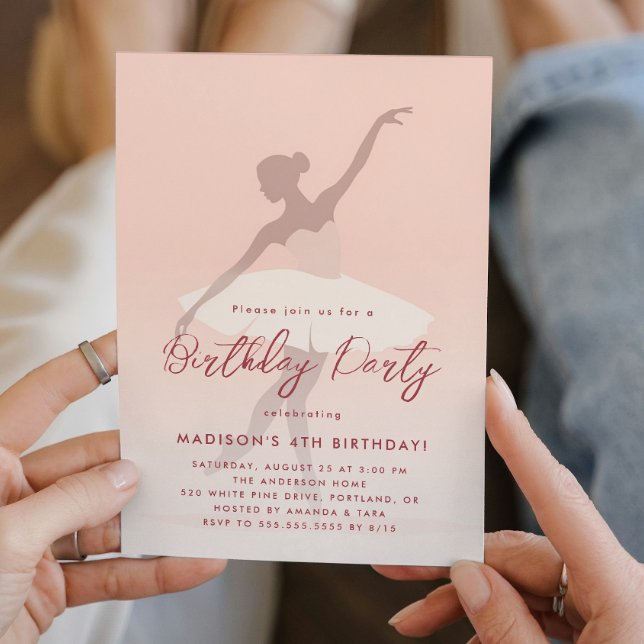 Invitación Pink Silhouette Ballerina Birthday Party (Subido por el creador)