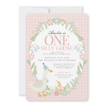 Pink Silly Goose Floral Gingham Primer Cumpleaños