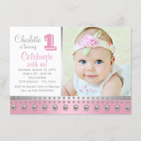 Pink Silver Pearl First Birday