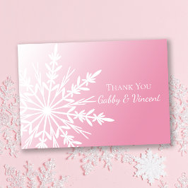 Invitación Pink Snowflake Winter Wedding Flat Gracias Notas