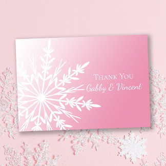 Invitación Pink Snowflake Winter Wedding Flat Gracias Notas