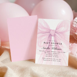 Invitación Pink Soft Bow Girl Baby Shower 