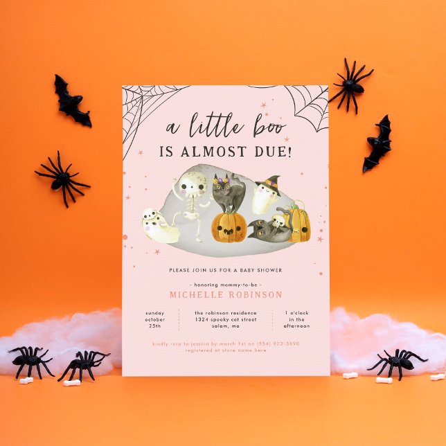 Invitación Pink Spooky A Little Boo Halloween Baby Shower (Subido por el creador)