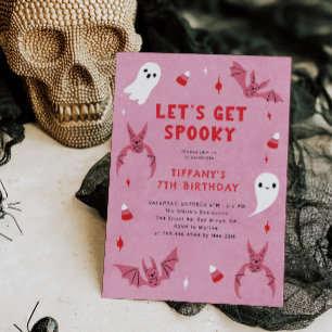 Invitación Pink Spooky Halloween Birday Party