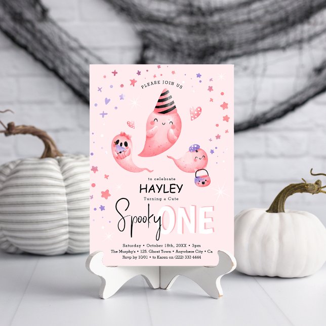 Invitación Pink Spooky ONE Ghost Chica Halloween 1er cumpleañ (Subido por el creador)