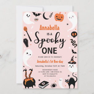 Invitación Pink Spooky One Halloween Foto Primer cumpleaños