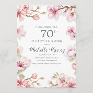 Invitación Pink Spring Garden Floral 70 cumpleaños