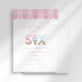 Invitación Pink Sprinkles Sweet to be 6 Ice Cream Birthday