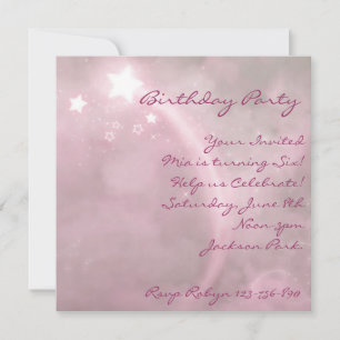 Invitación Pink Star Dust Birthday Invitation