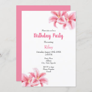 Invitación Pink Stargazer Lilies