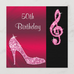 Invitación Pink Stiletto & Treble Cleft 50 cumpleaños