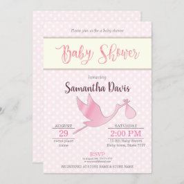 Invitación Pink Stork Baby Baby Shower