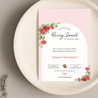 Invitación Pink Strawberry Baby Shower Invitation
