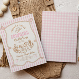 Invitación Pink Stripe Cowgirl Baby Shower Invitation