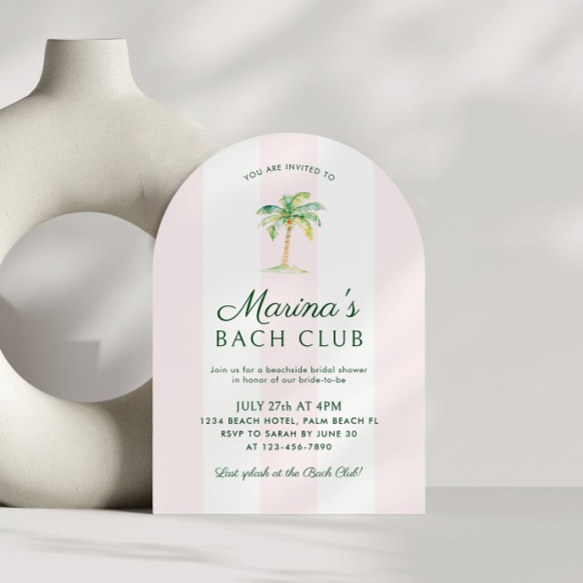 Invitación Pink Stripes Beach Bach Club Bridal Shower Arch (Subido por el creador)