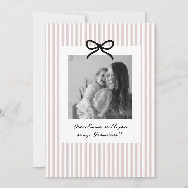 Invitación Pink Stripes Godmother Proposal (Anverso)