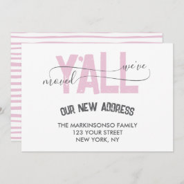 Invitación Pink Stripes We Moved Y'all Moving Announcement