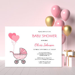 Invitación Pink Stroller Baby Shower