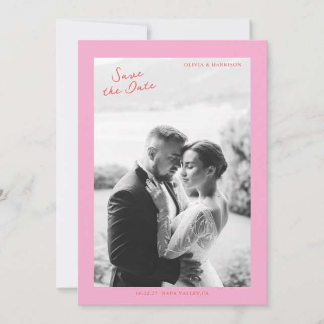 Invitación Pink Summer Wedding Save the Date (Anverso)