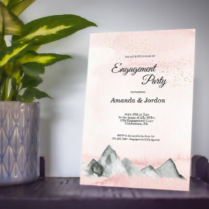 Invitación Pink Sunrise Mountain Engagement Party