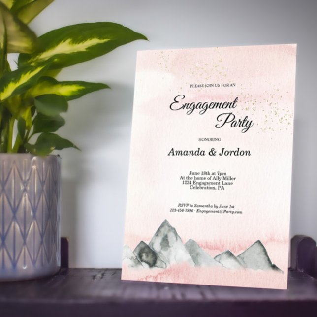 Invitación Pink Sunrise Mountain Engagement Party (Subido por el creador)
