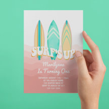 Pink Surfs Up Tabla de Surf 1er Cumpleaños