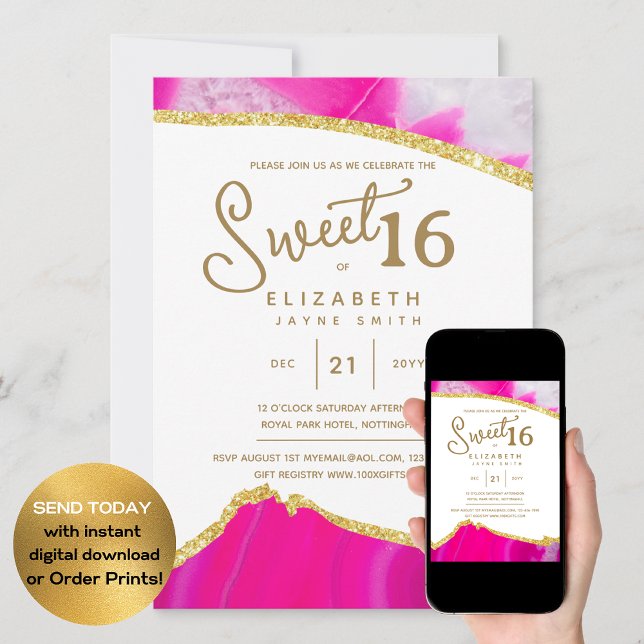 Invitación Pink SWEET 16 Aniversario del elegante presupuesto (Subido por el creador)