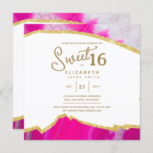 Invitación Pink SWEET 16 cumpleaños único moderno
