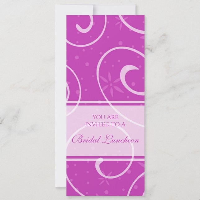 Invitación Pink Swirls Bridal Luncheon Invitation Cards (Anverso)
