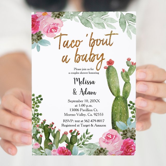 Invitación Pink Taco acerca de un Baby Cactus Baby Shower (Subido por el creador)