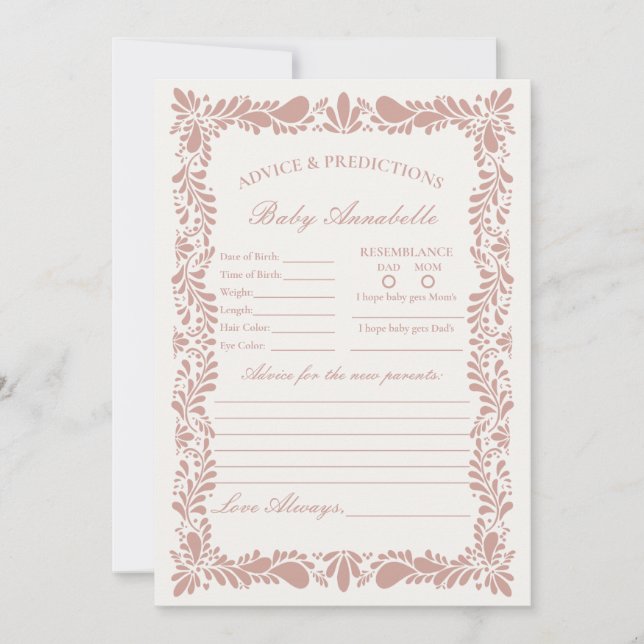 Invitación Pink Talavera Tile Consejos para el bebé (Anverso)