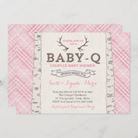 Pink Tartan Plaid Parejas Baby Shower para Chica