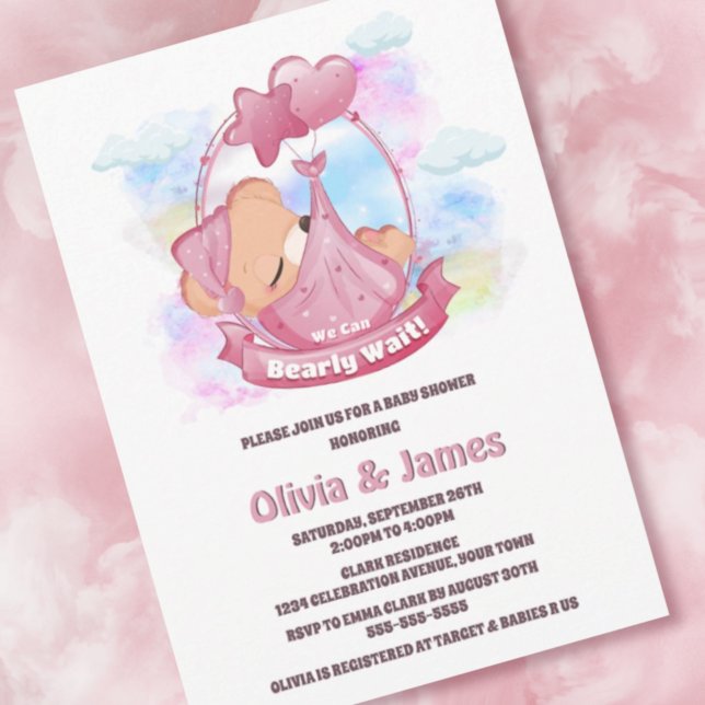Invitación Pink Teddy Baby Shower (Subido por el creador)