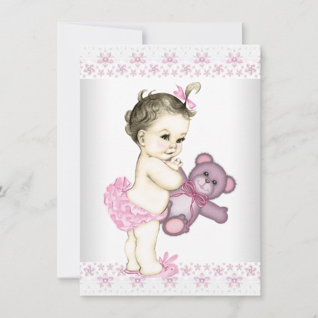 Invitación Pink Teddy Bear Baby Shower (Anverso)