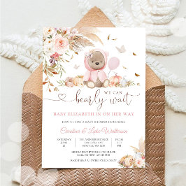 Invitación Pink Teddy Bear Baby Shower Invitation