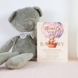 Invitación Pink Teddy Bear Bearly Wait Baby Shower