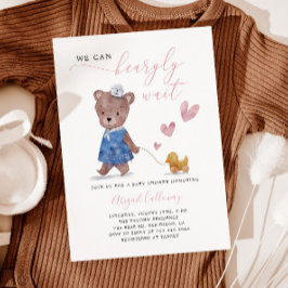 Invitación Pink Teddy Bear Bearly Wait Baby Shower