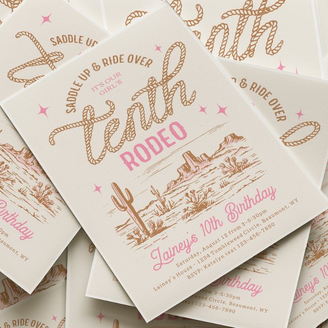 Invitación Pink Tenth Rodeo Birthday Invitation (Subido por el creador)
